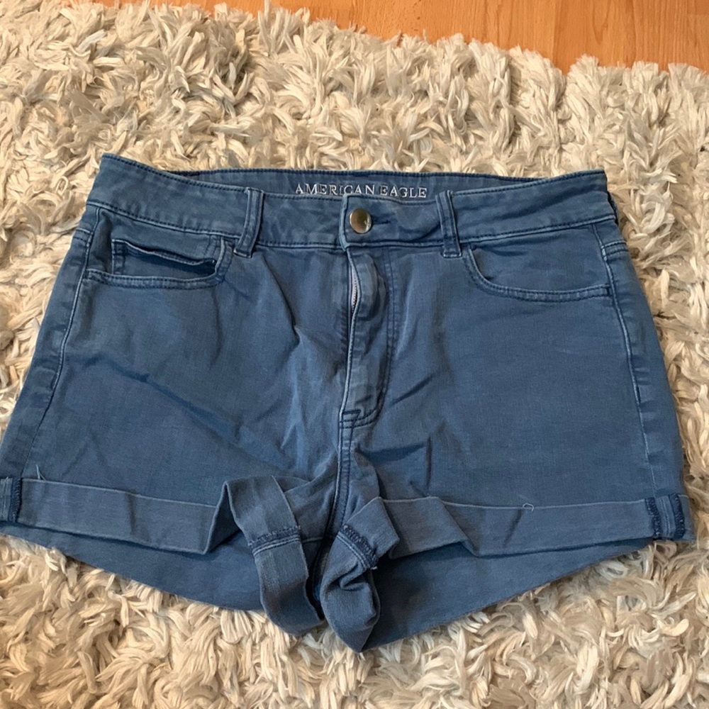 American eagle blue cuffed shorts